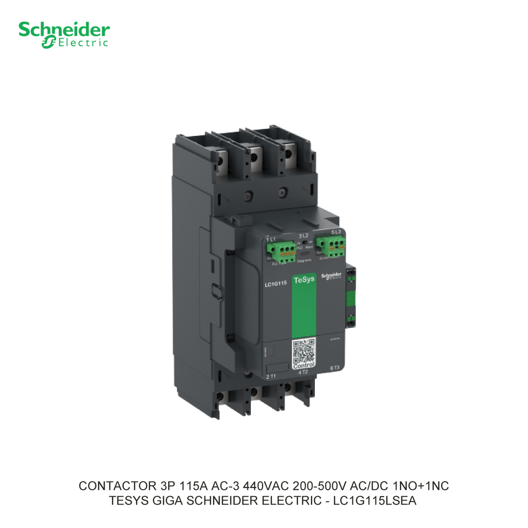 CONTACTOR 3P 115A AC-3 440VAC 200-500V AC/DC 1NO+1NC
