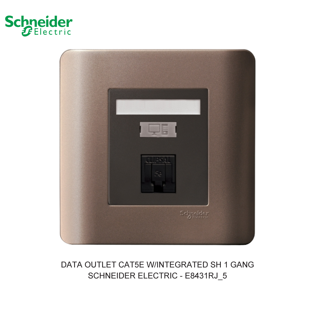 DATA OUTLET CAT5E W/INTEGRATED SH 1 GANG