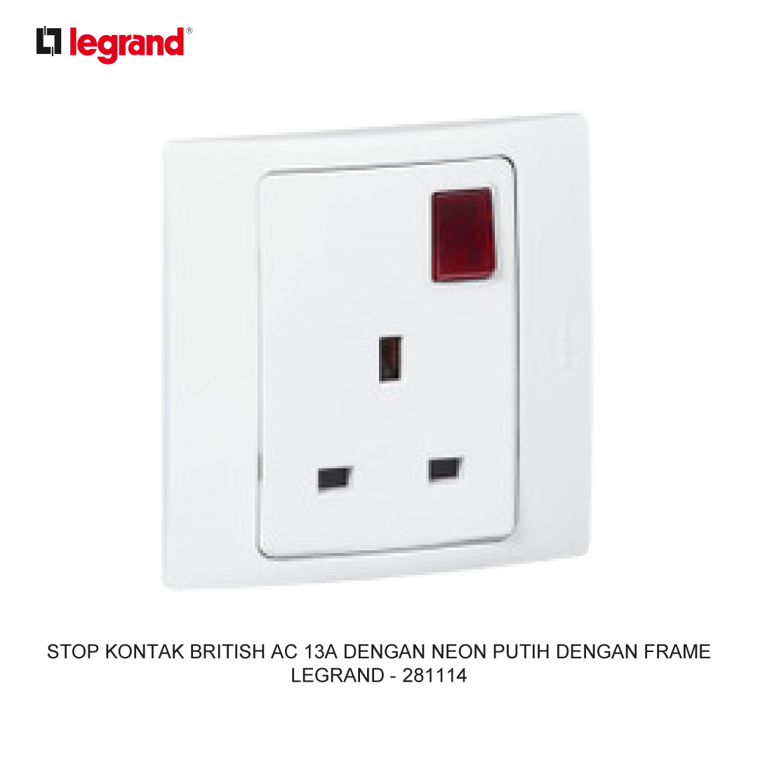SOCKET SWITCHED 13A WITH NEON WHITE WITH FRAME