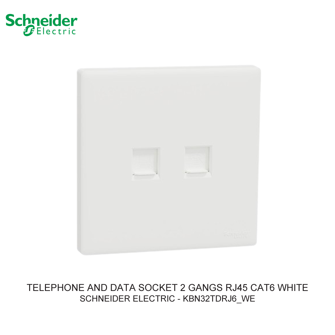 TELEPHONE AND DATA SOCKET 2 GANGS RJ45 CAT6 WHITE