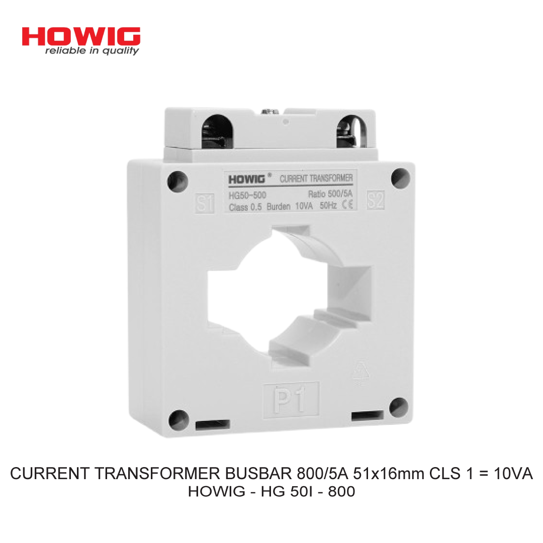 CURRENT TRANSFORMER BUSBAR 800/5A 51x16mm CLS 1 = 10VA