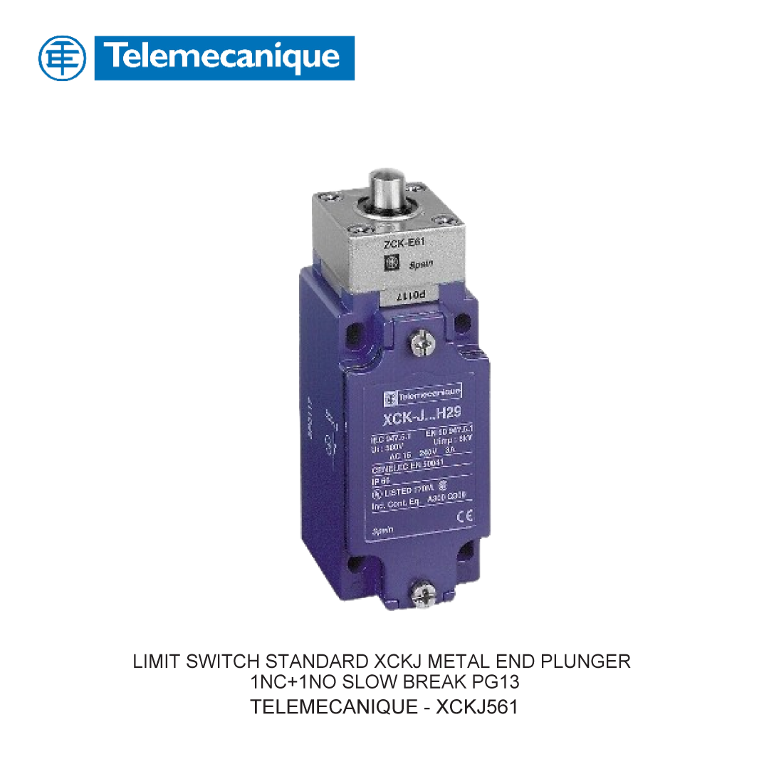 LIMIT SWITCH STANDARD XCKJ METAL END PLUNGER 1NC+1NO SLOW BREAK PG13