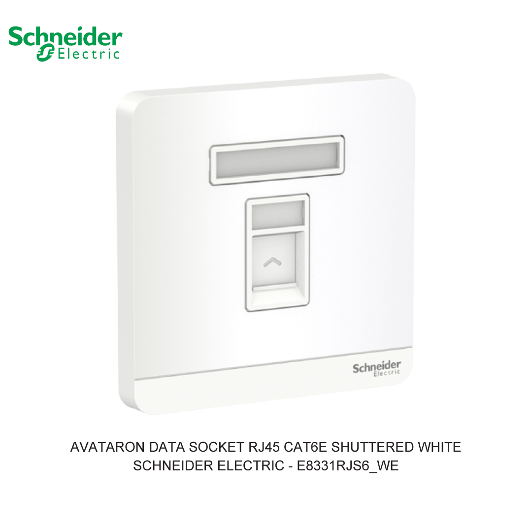 AVATARON DATA SOCKET RJ45 CAT6E SHUTTERED WHITE