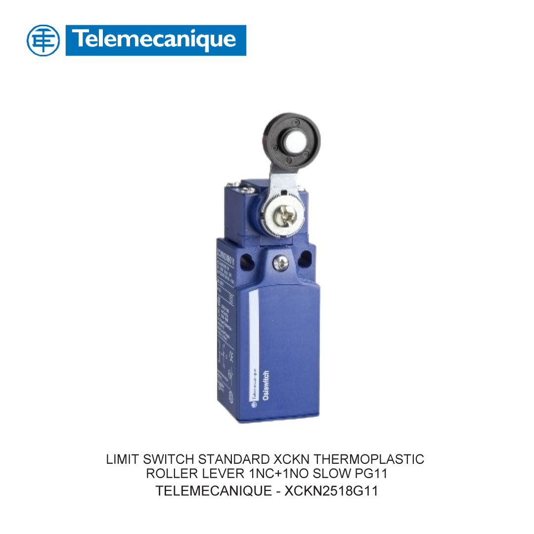 LIMIT SWITCH STANDARD XCKN THERMOPLASTIC ROLLER LEVER 1NC+1NO SLOW PG11