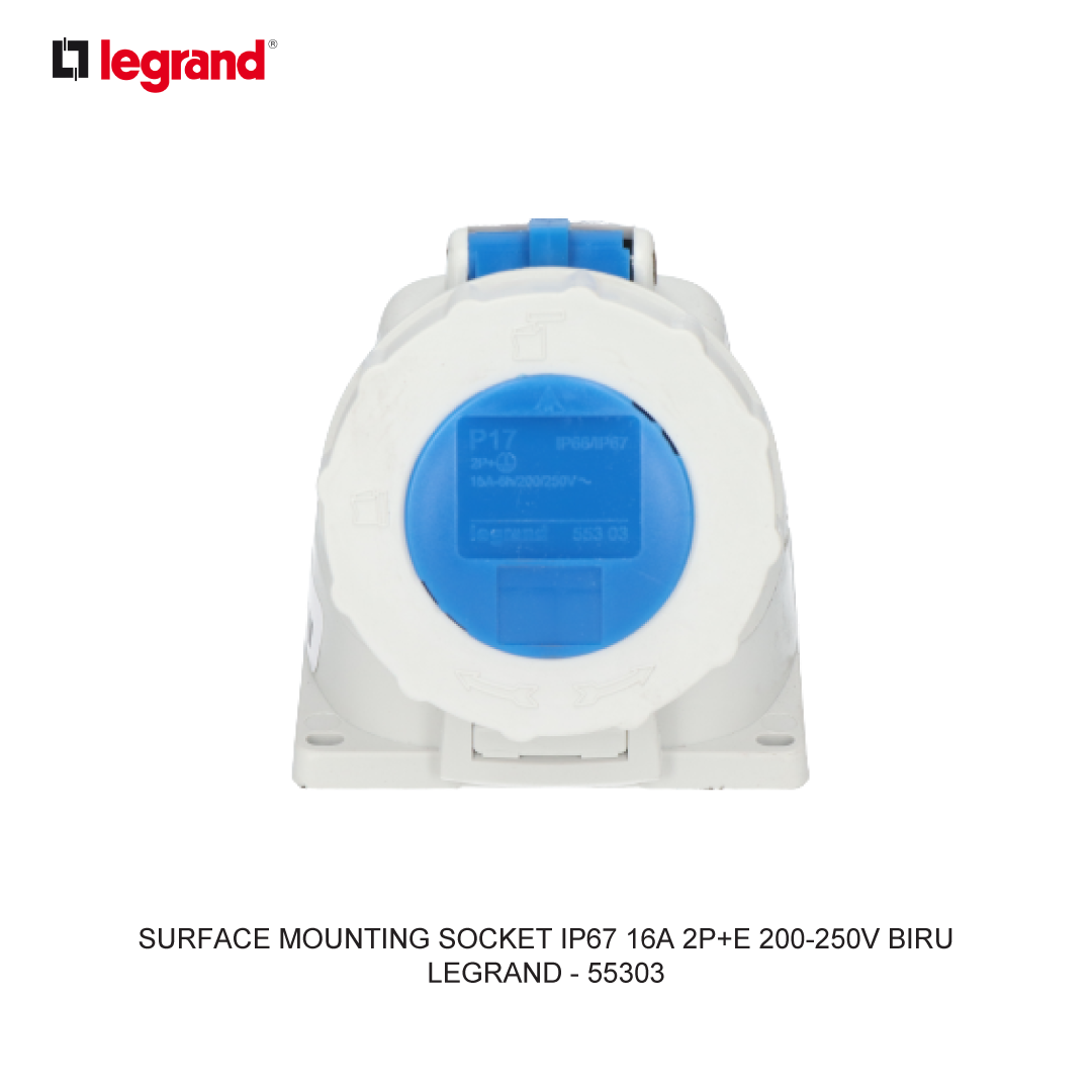 SURFACE MOUNTING SOCKET IP67 16A 2P+E 200-250V BLUE