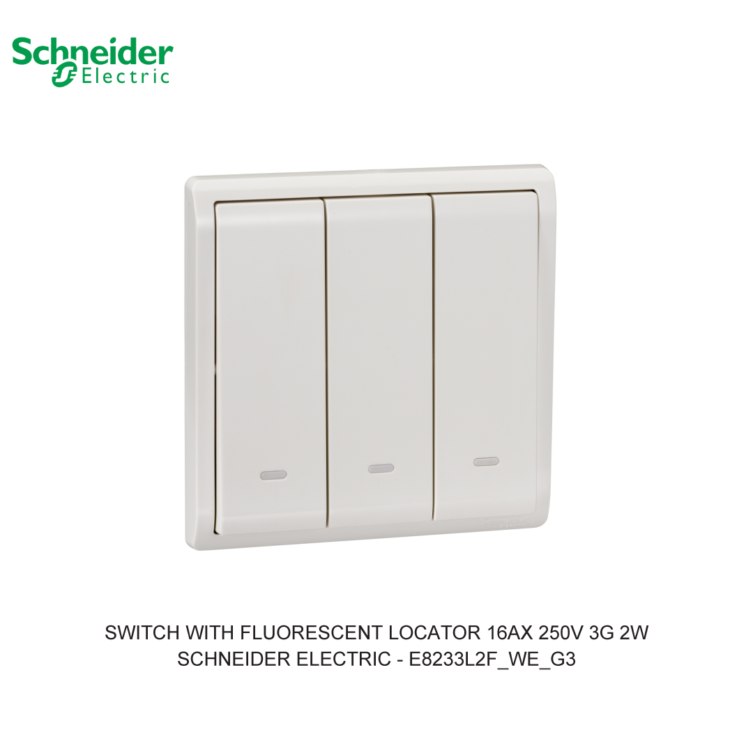 SWITCH WITH FLUORESCENT LOCATOR 16AX 250V 3G 2W