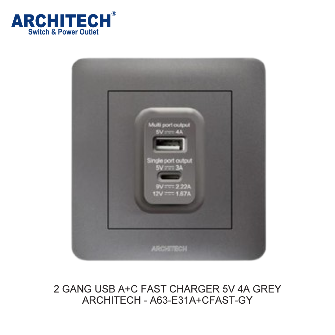 2 GANG USB A+C FAST CHARGER 5V 4A ABU-ABU