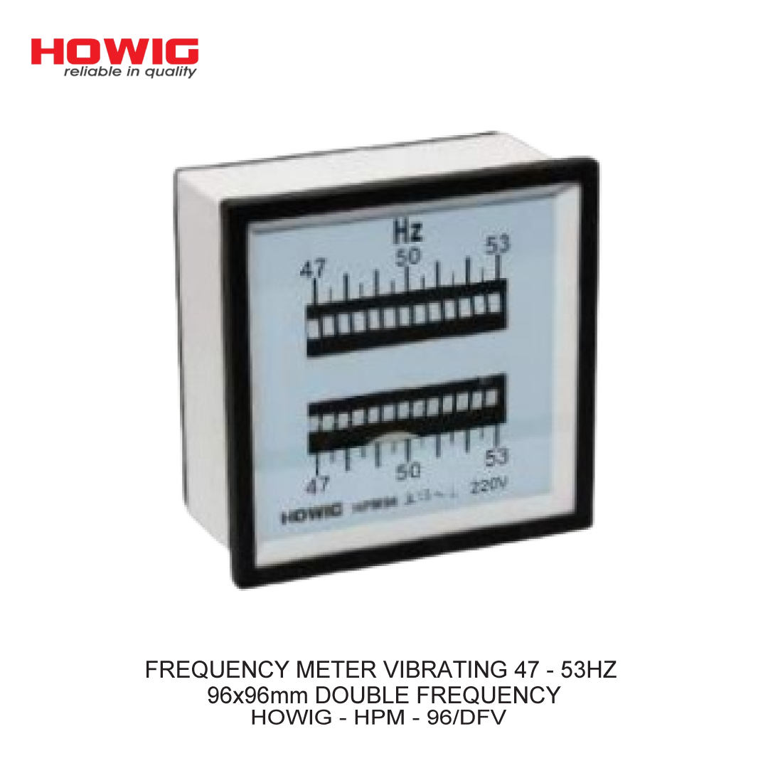 FREQUENCY METER VIBRATING 47 - 53HZ 96x96mm DOUBLE FREQUENCY