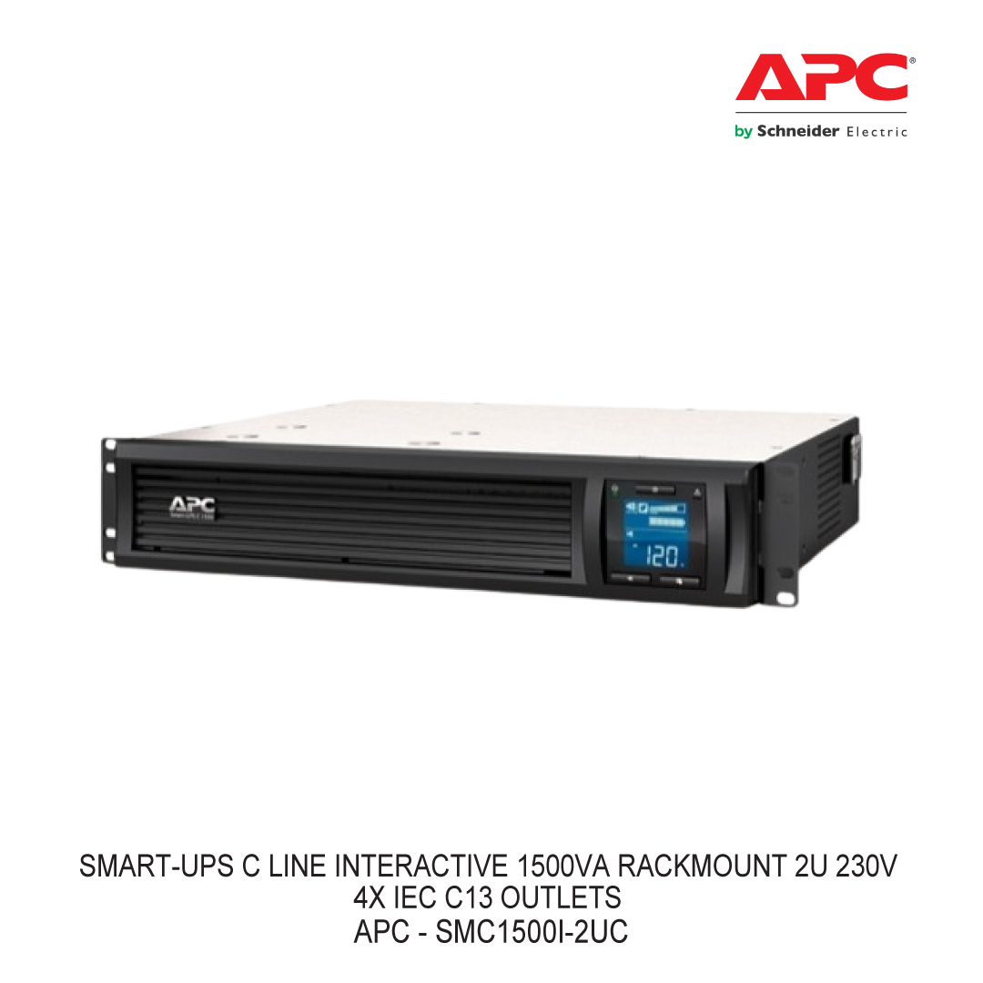 APC SMART-UPS C LINE INTERACTIVE 1500VA RACKMOUNT 2U 230V 4X IEC C13 OUTLETS SMARTCONNECT PORT USB AND SERIAL COMMUNICATION AVR GRAPHIC LCD