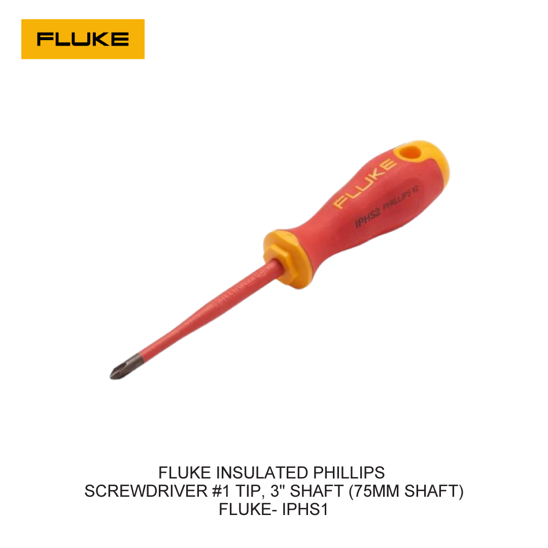 FLUKE INSULATED PHILLIPS SCREWDRIVER #1 TIP, 3" SHAFT (75MM SHAFT)
