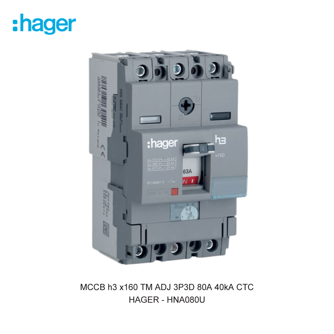 MCCB h3 x160 TM ADJ 3P3D 80A 40kA CTC