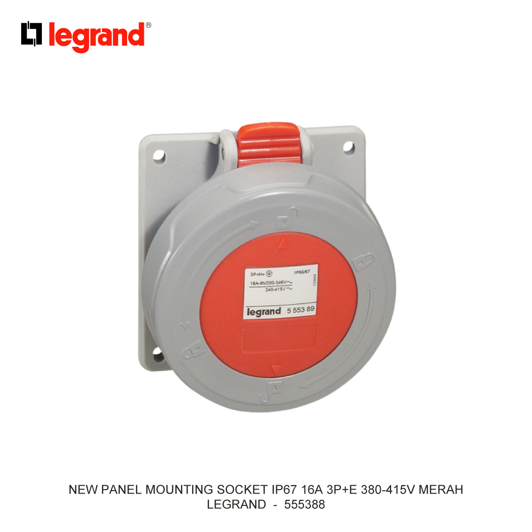 NEW PANEL MOUNTING SOCKET IP67 16A 3P+E 380-415V MERAH
