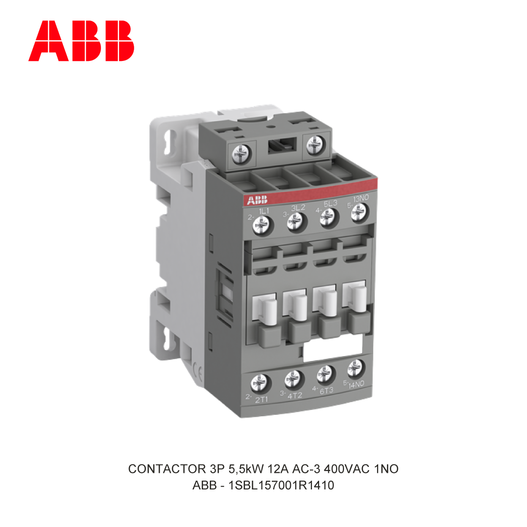 CONTACTOR 3P 5.5kW 12A AC-3 250-500V AC/DC 400V COIL 1NO