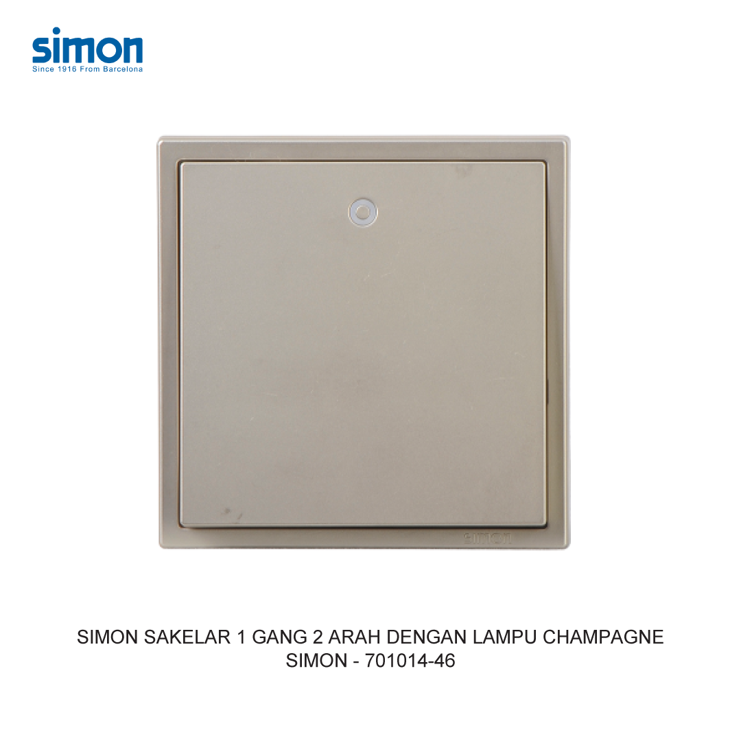 SIMON i7 SAKELAR 1 GANG 2 ARAH DENGAN LAMPU CHAMPAGNE