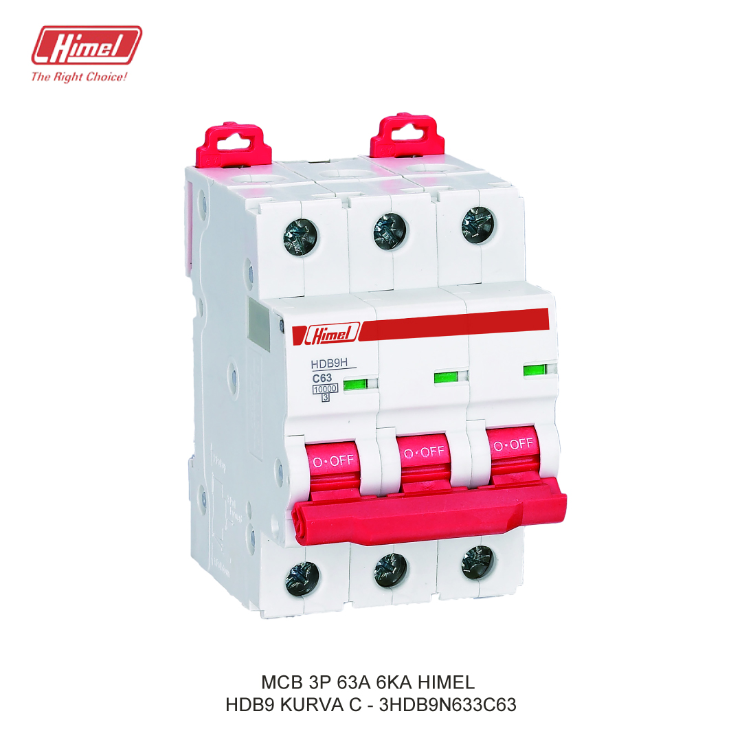 MCB HDB9-63 6kA 3P C CURVE 63A