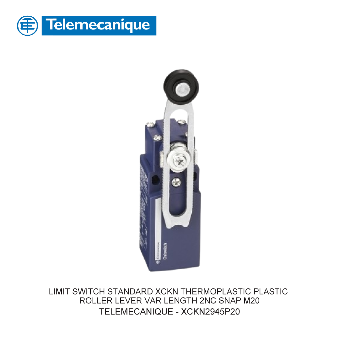 LIMIT SWITCH STANDARD XCKN THERMOPLASTIC PLASTIC ROLLER LEVER VAR LENGTH 2NC SNAP M20