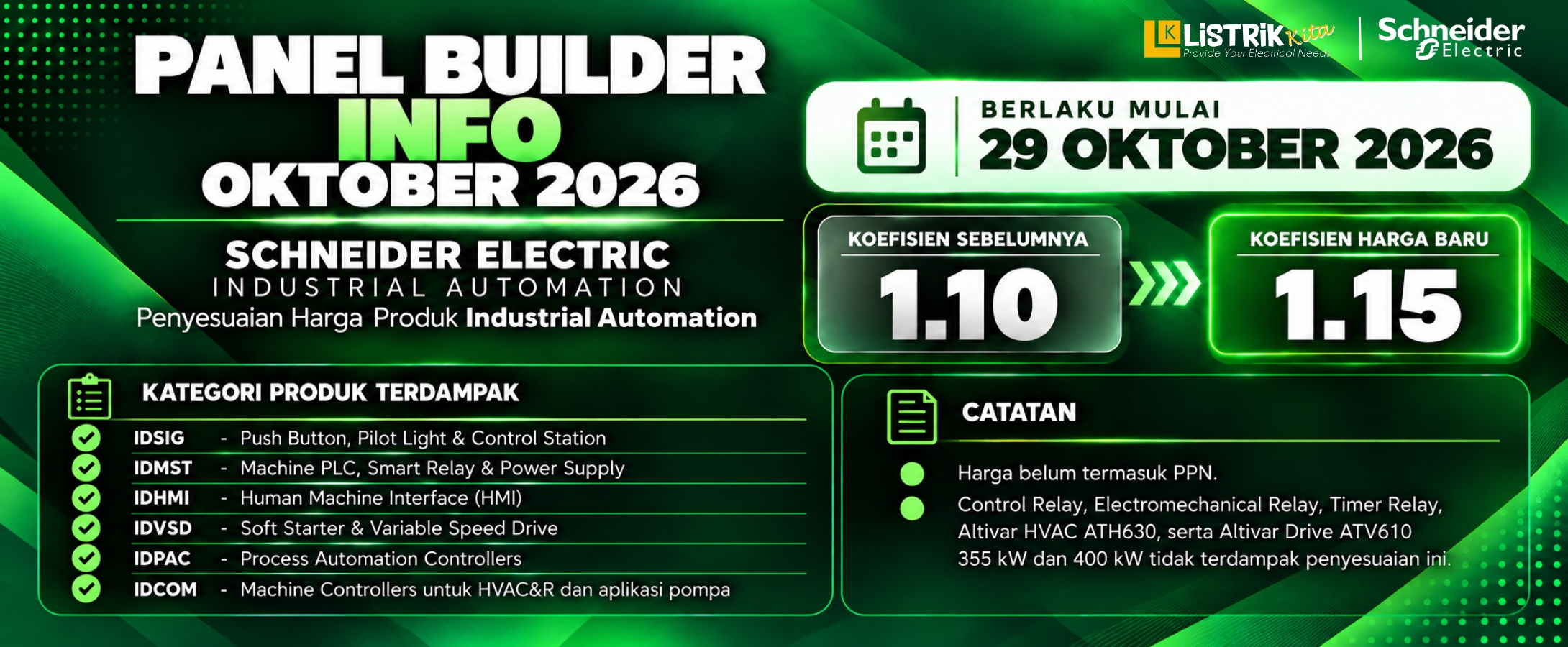 Penyesuaian Harga Produk Schneider Electric Berlaku Mulai 1 Februari 2026
