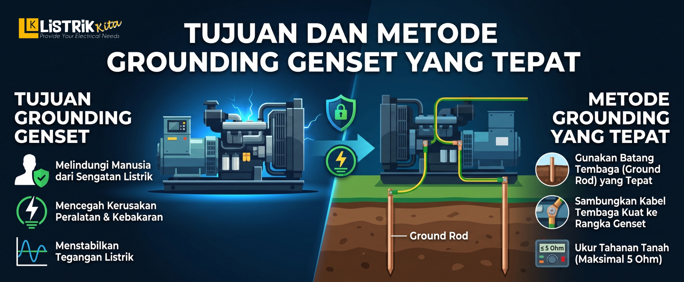 Tujuan dan Metode Grounding Genset yang Tepat