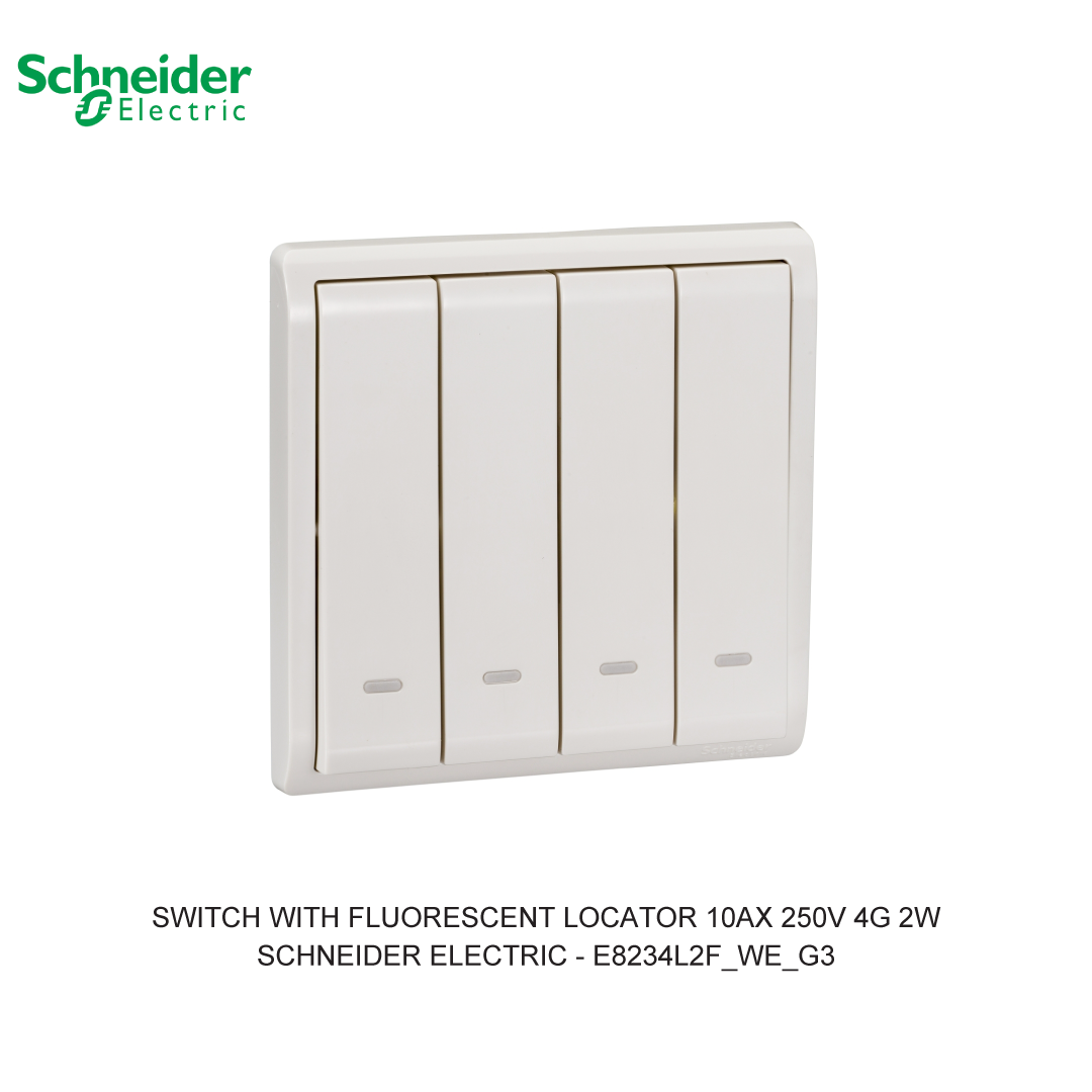 SWITCH WITH FLUORESCENT LOCATOR 10AX 250V 4G 2W
