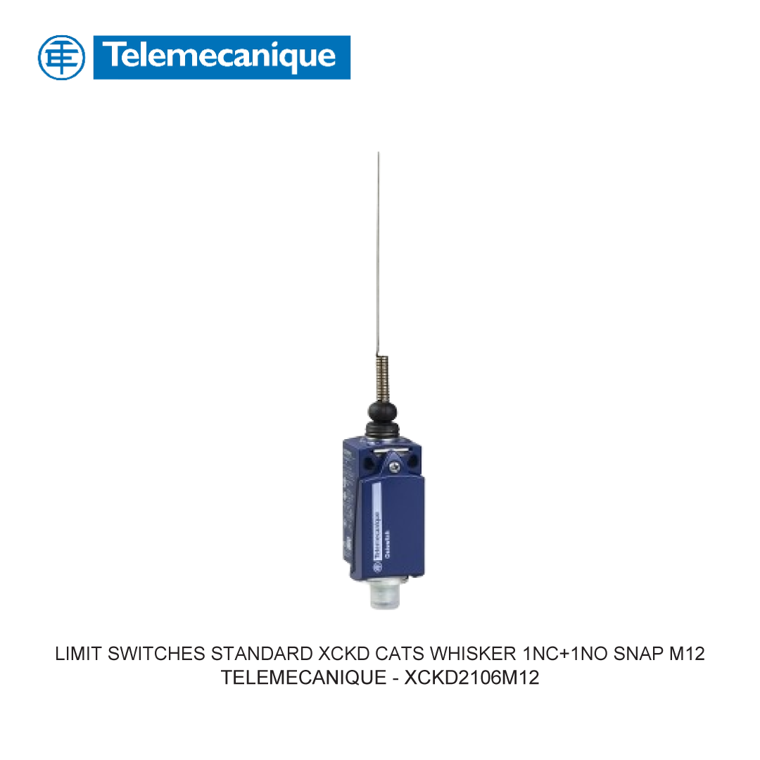 LIMIT SWITCHES STANDARD XCKD CATS WHISKER 1NC+1NO SNAP M12