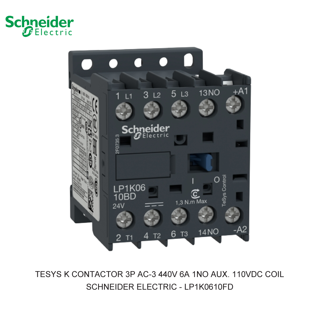 TESYS K CONTACTOR 3P AC-3 440V 6A 1NO AUX. 110VDC COIL