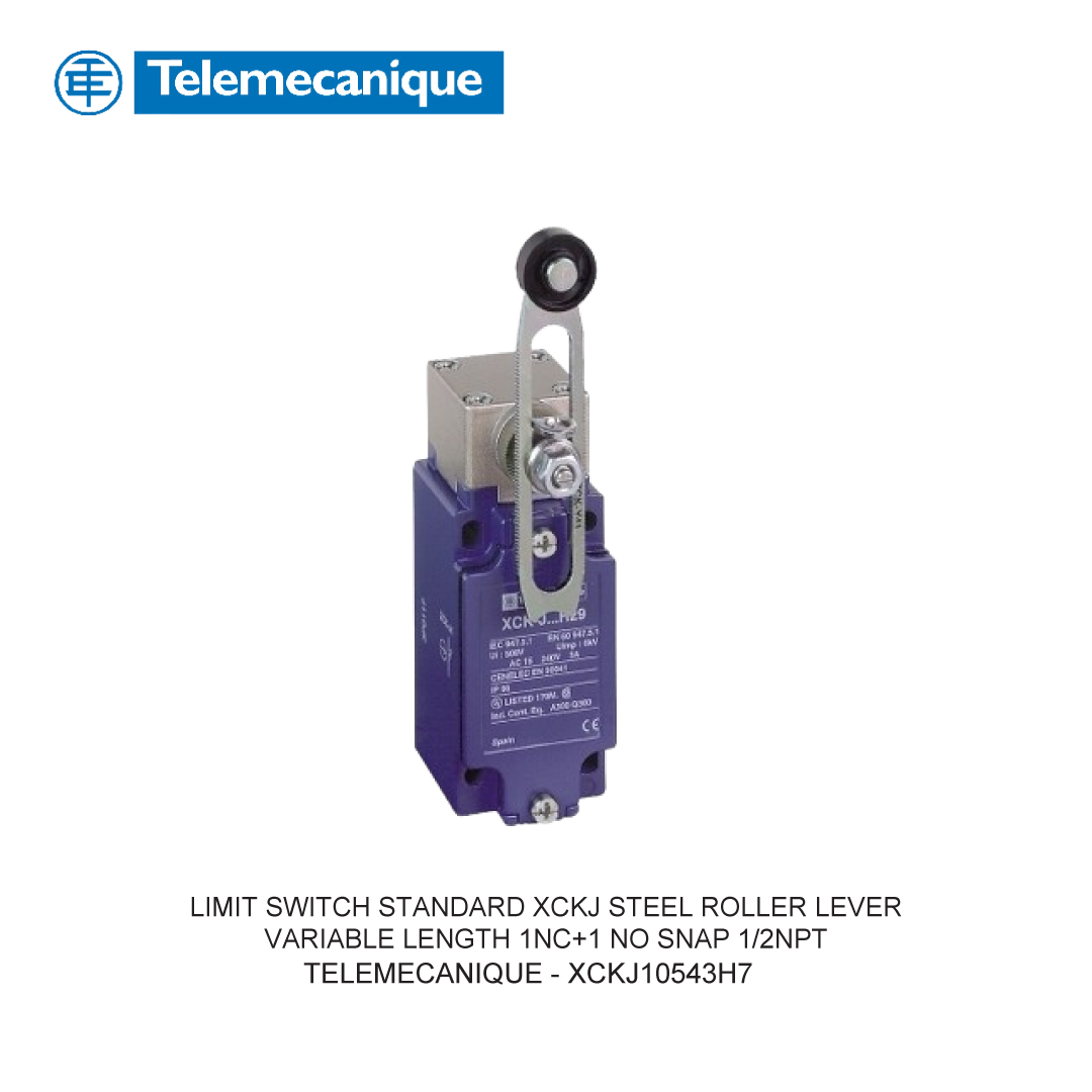 LIMIT SWITCH STANDARD XCKJ STEEL ROLLER LEVER VARIABLE LENGTH 1NC+1 NO SNAP 1/2NPT