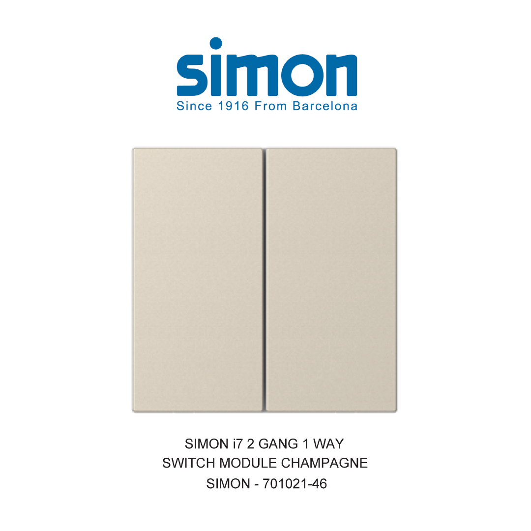 SIMON i7 SAKELAR 2 GANG 1 ARAH CHAMPAGNE