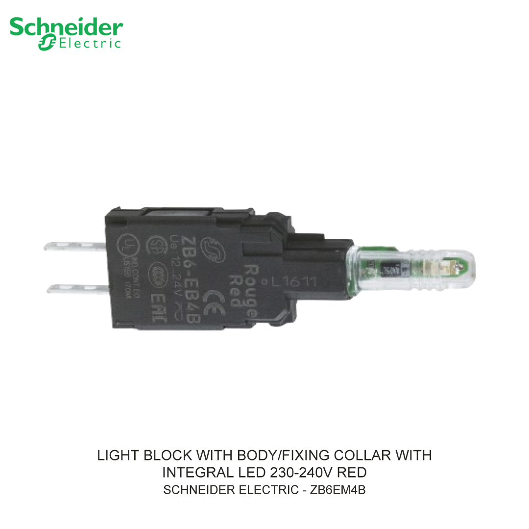 LIGHT BLOCK WITH BODY/FIXING COLLAR WITH INTEGRAL LED 230-240V RED