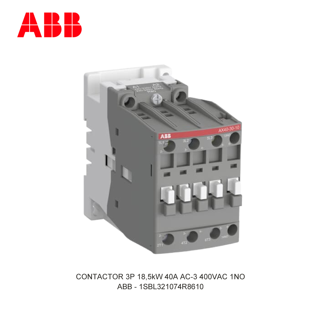 CONTACTOR 3P 18.5kW 40A AC-3 400-415V COIL 400VAC 1NO