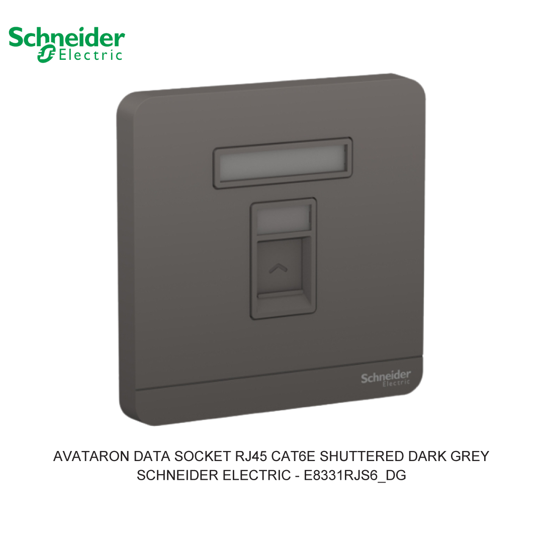 AVATARON DATA SOCKET RJ45 CAT6E SHUTTERED DARK GREY