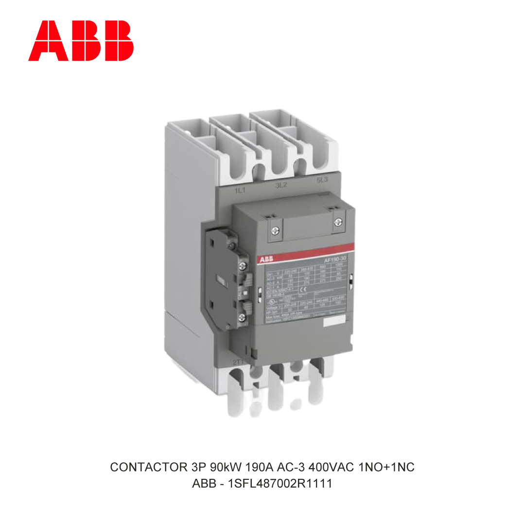 CONTACTOR 3P 90kW 190A AC-3 24-60VAC 20-60VDC 400V COIL 1NO+1NC