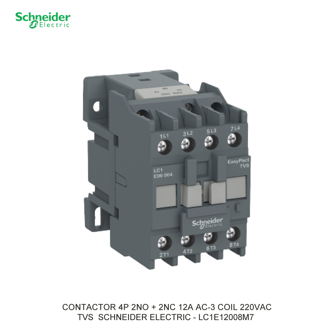 CONTACTOR 4P 12A AC-3 COIL 220VAC 2NO + 2NC