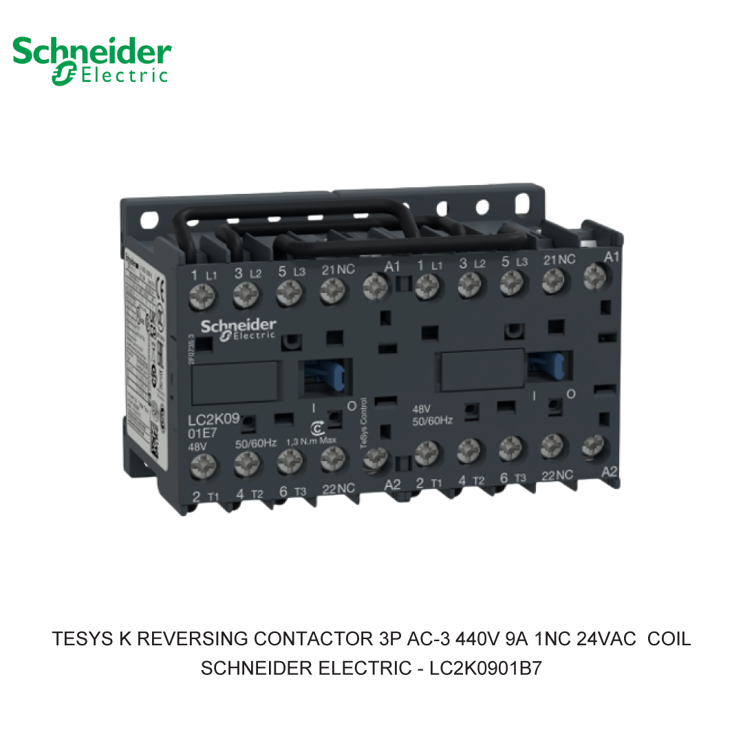 TESYS K REVERSING CONTACTOR 3P AC-3 440V 9A 1NC 24VAC  COIL