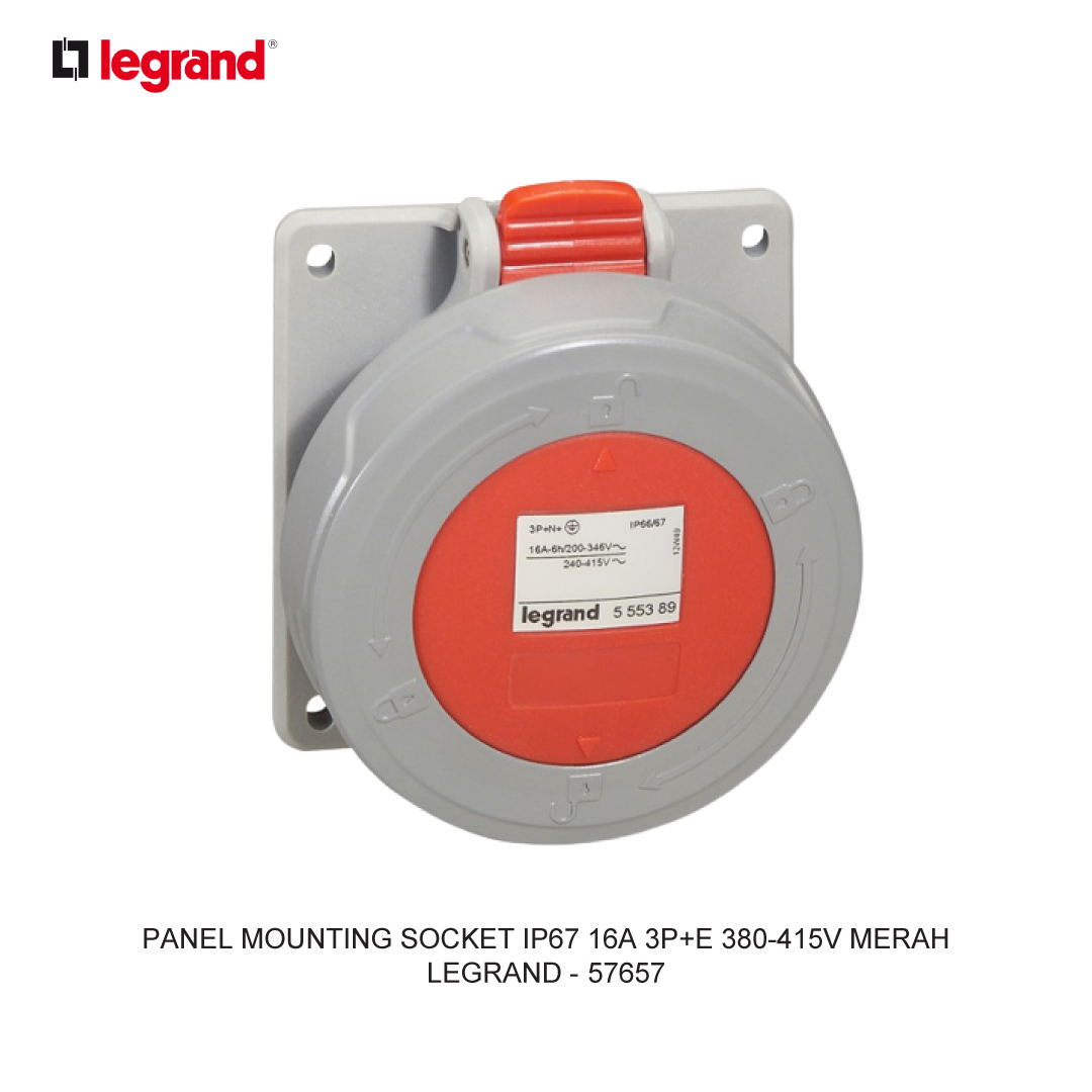 PANEL MOUNTING SOCKET IP67 16A 3P+E 380-415V RED