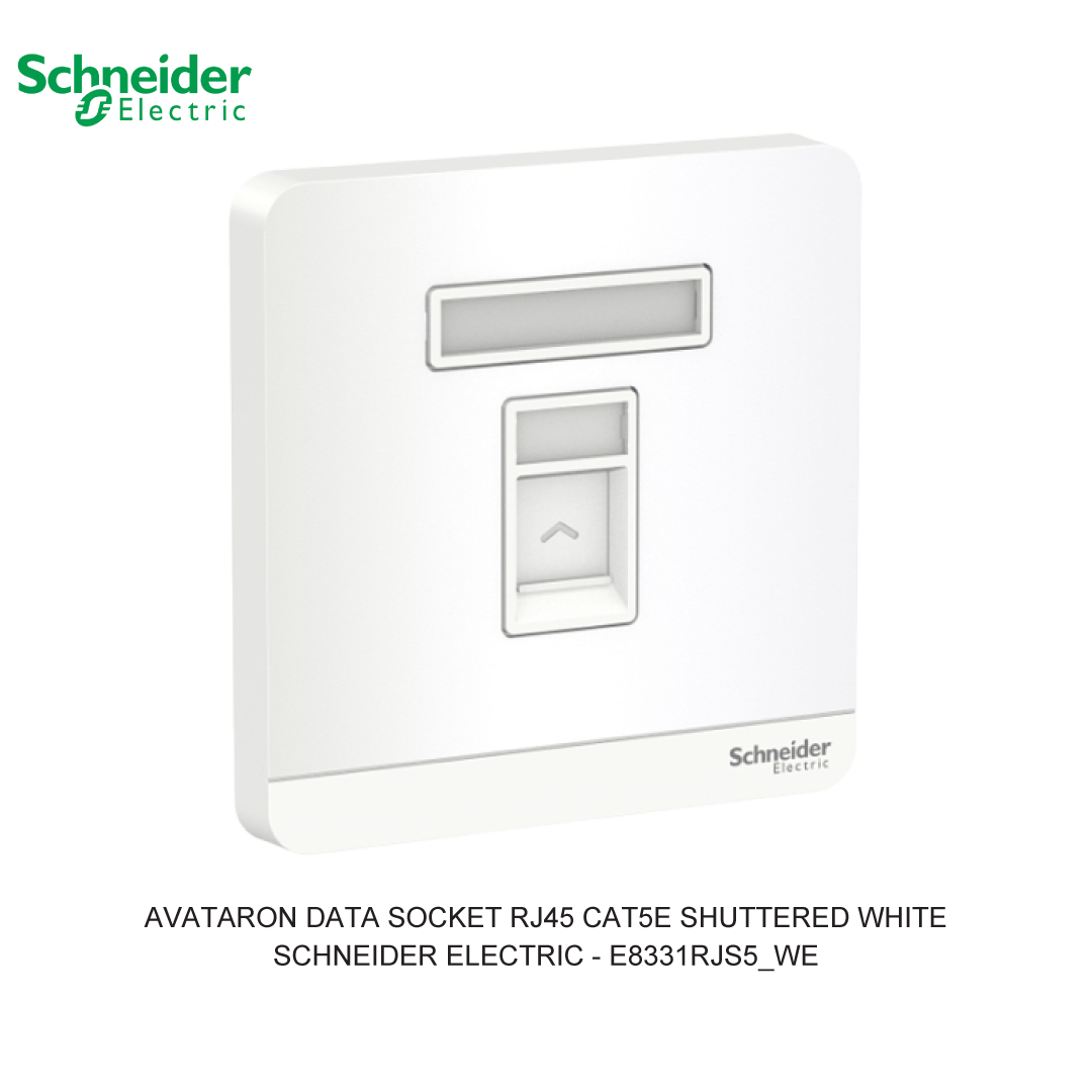 AVATARON DATA SOCKET RJ45 CAT5E SHUTTERED WHITE