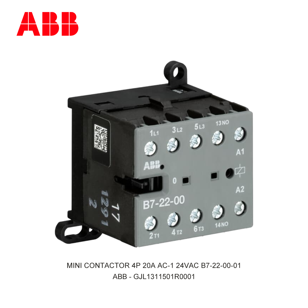 MINI CONTACTOR 4P 20A AC-1 24VAC B7-22-00-01