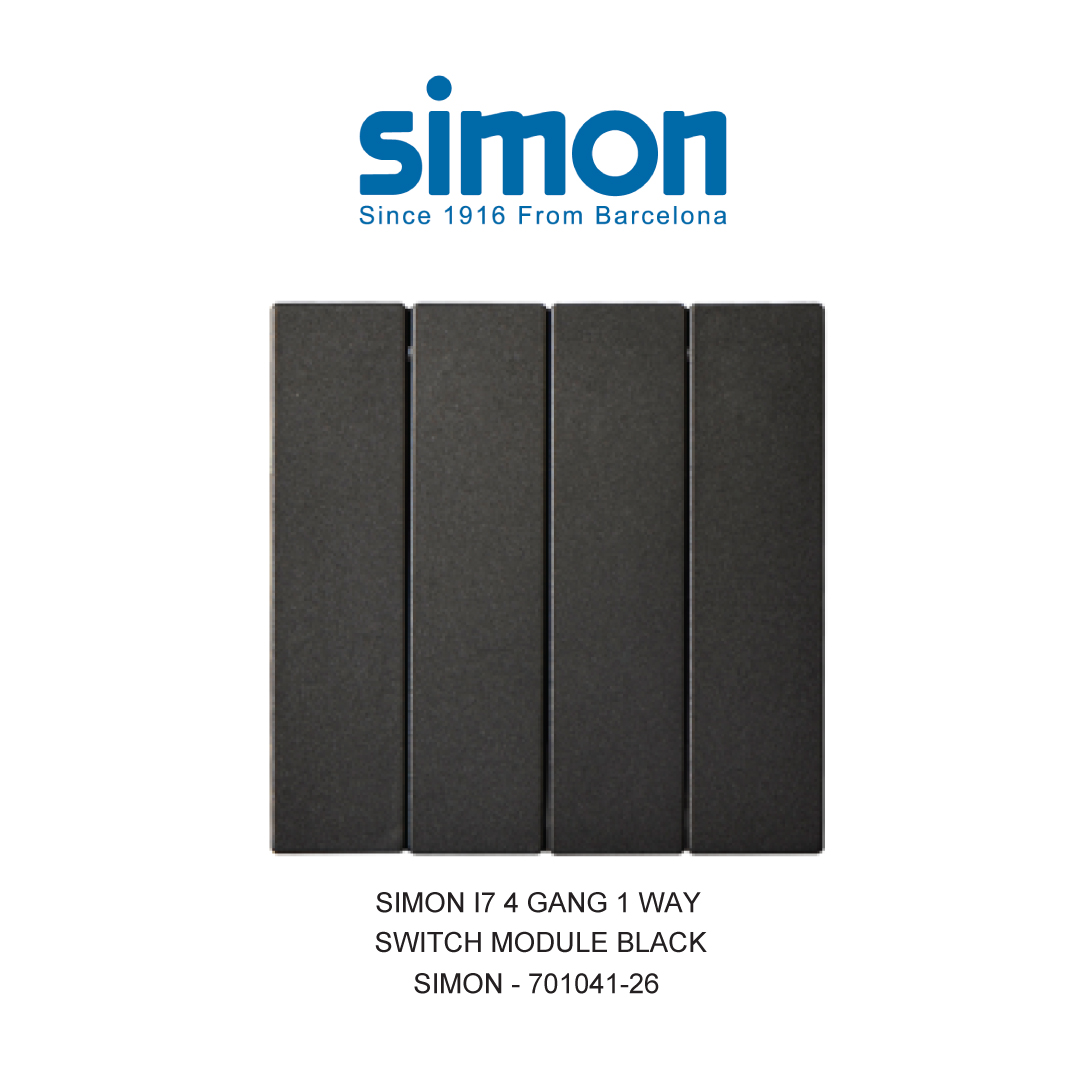 SIMON i7 4 GANG 1 WAY SWITCH MODULE BLACK