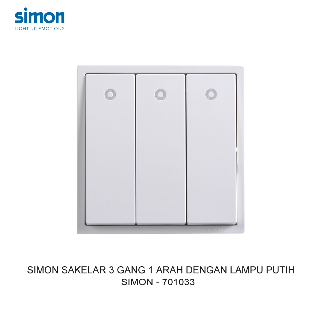 SIMON i7 3 GANG 1 WAY SWITCH MODULE WITH LED WHITE