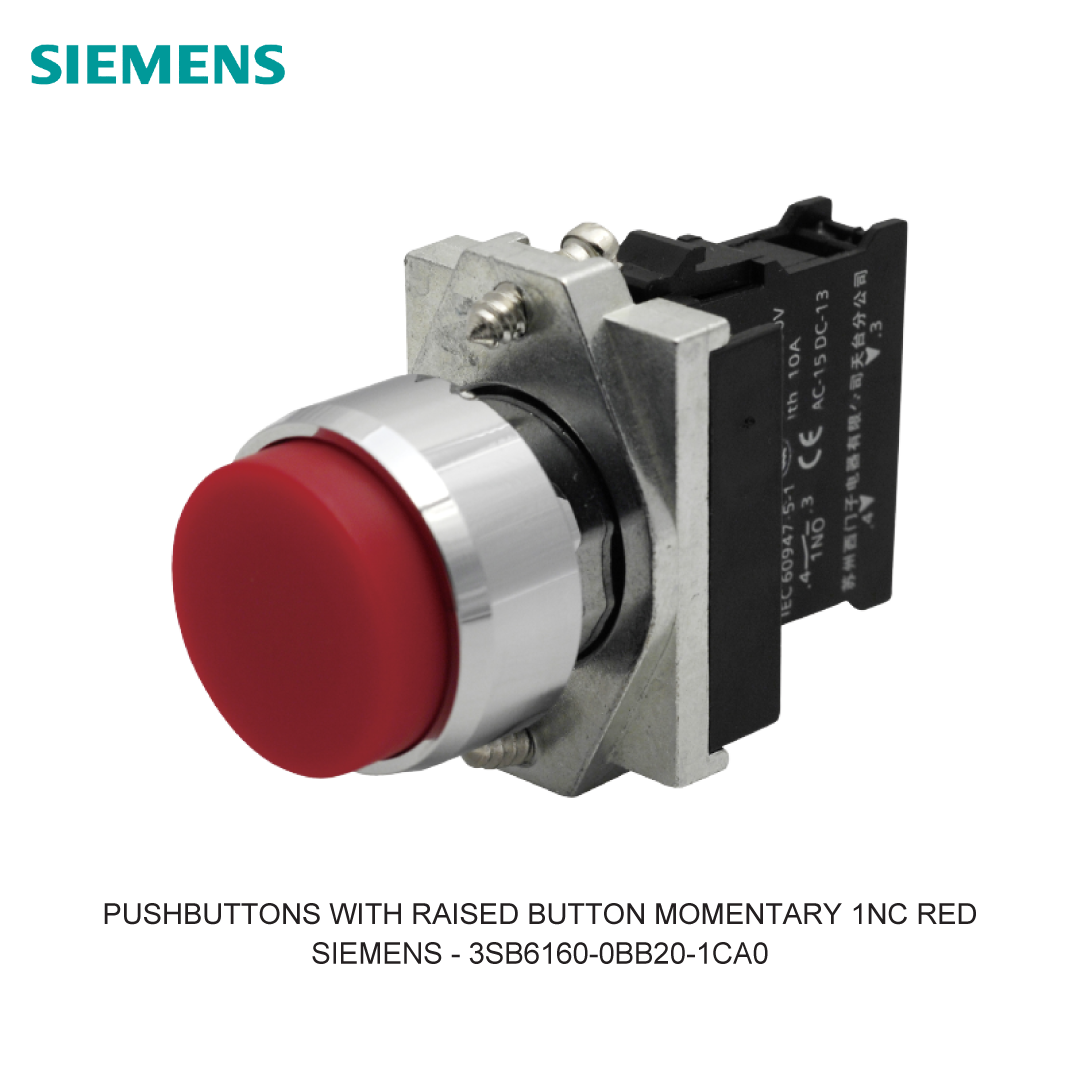 PUSHBUTTONS WITH RAISED BUTTON MOMENTARY 1NC RED
