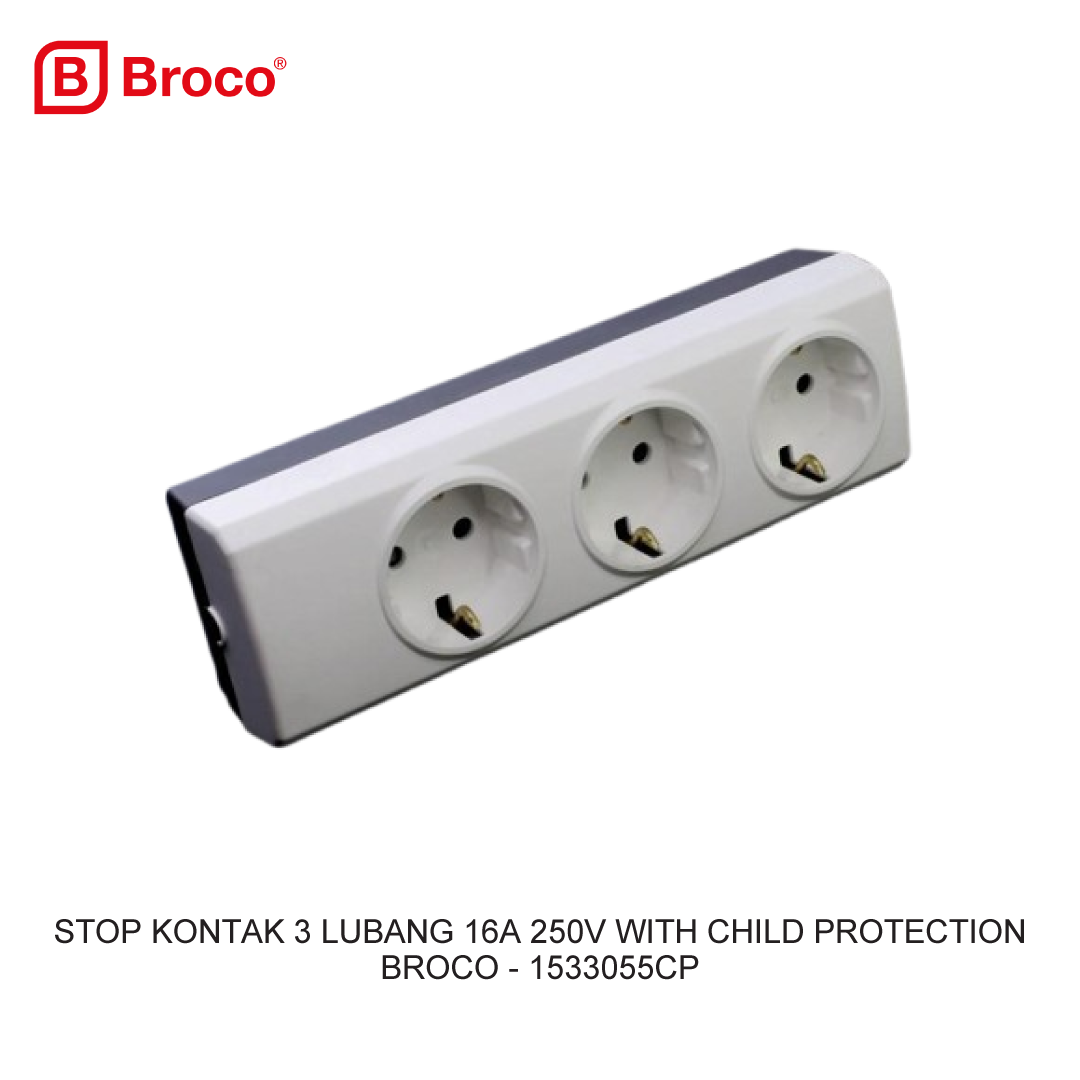 STOP KONTAK 3 LUBANG 16A 250V WITH CHILD PROTECTION