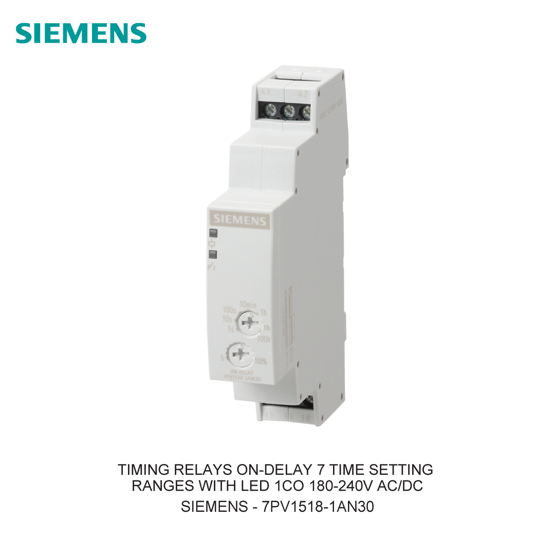TIMING RELAYS ON-DELAY 7 TIME SETTING RANGES WITH LED 1CO 180-240V AC/DC