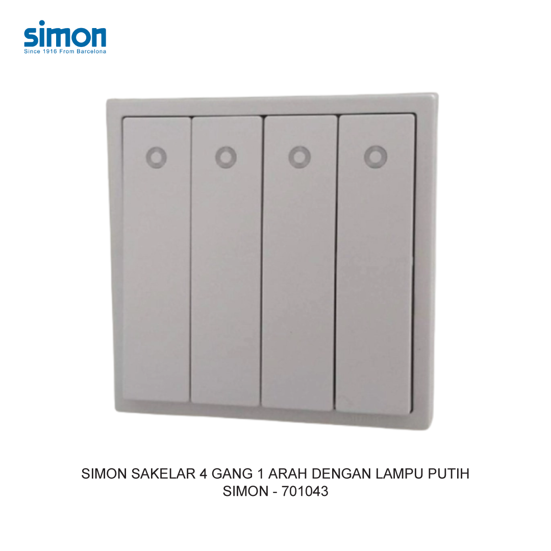 SIMON i7 4 GANG 1 WAY SWITCH MODULE WITH LED WHITE