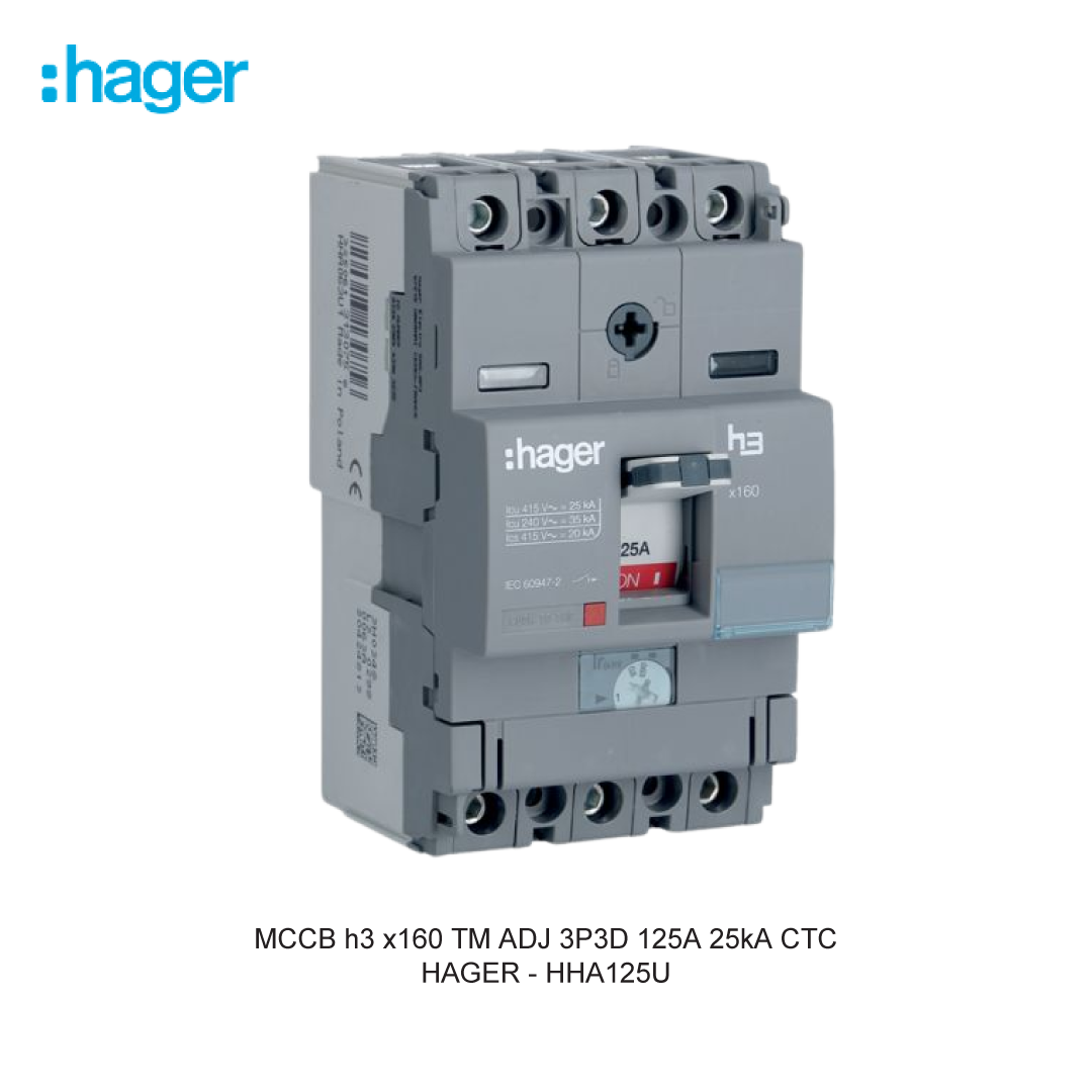 MCCB h3 x160 TM ADJ 3P3D 125A 25kA CTC
