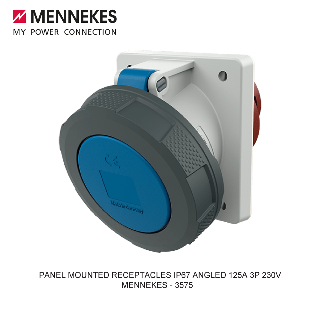 PANEL MOUNTED RECEPTACLES IP67 ANGLED 125A 3P 230V