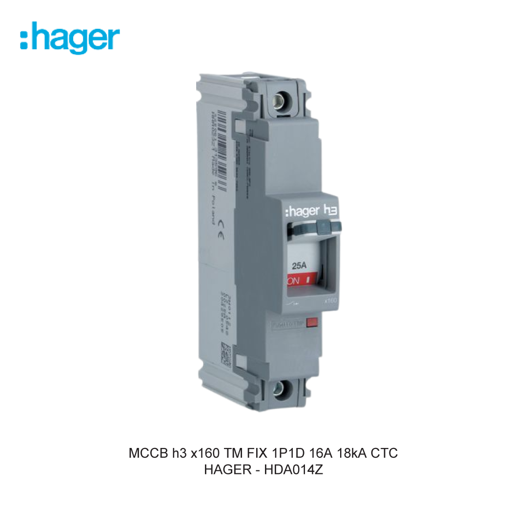 MCCB h3 x160 TM FIX 1P1D 16A 18kA CTC