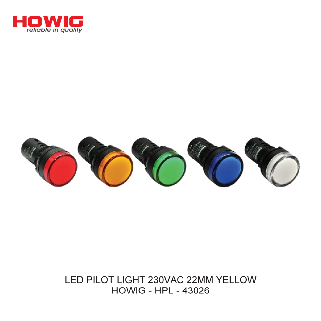 LED PILOT LIGHT 230VAC 22MM KUNING