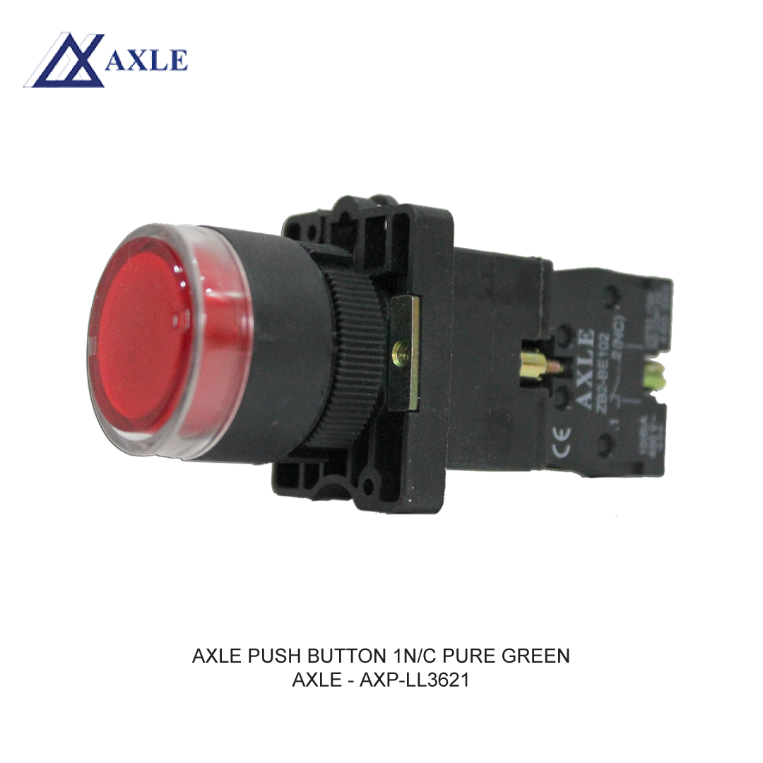 AXLE PUSH BUTTON 1N/C PURE GREEN