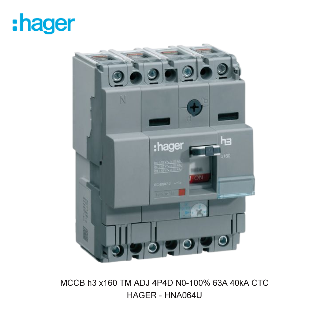 MCCB h3 x160 TM ADJ 4P4D N0-100% 63A 40kA CTC