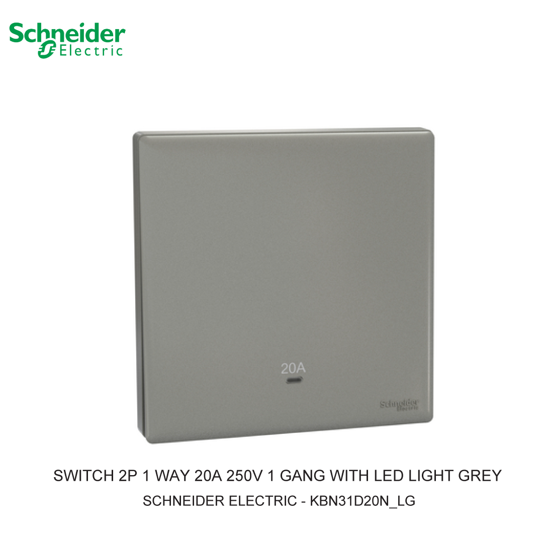 SWITCH 2P 1 WAY 20A 250V 1 GANG WITH LED LIGHT GREY VIVACE E