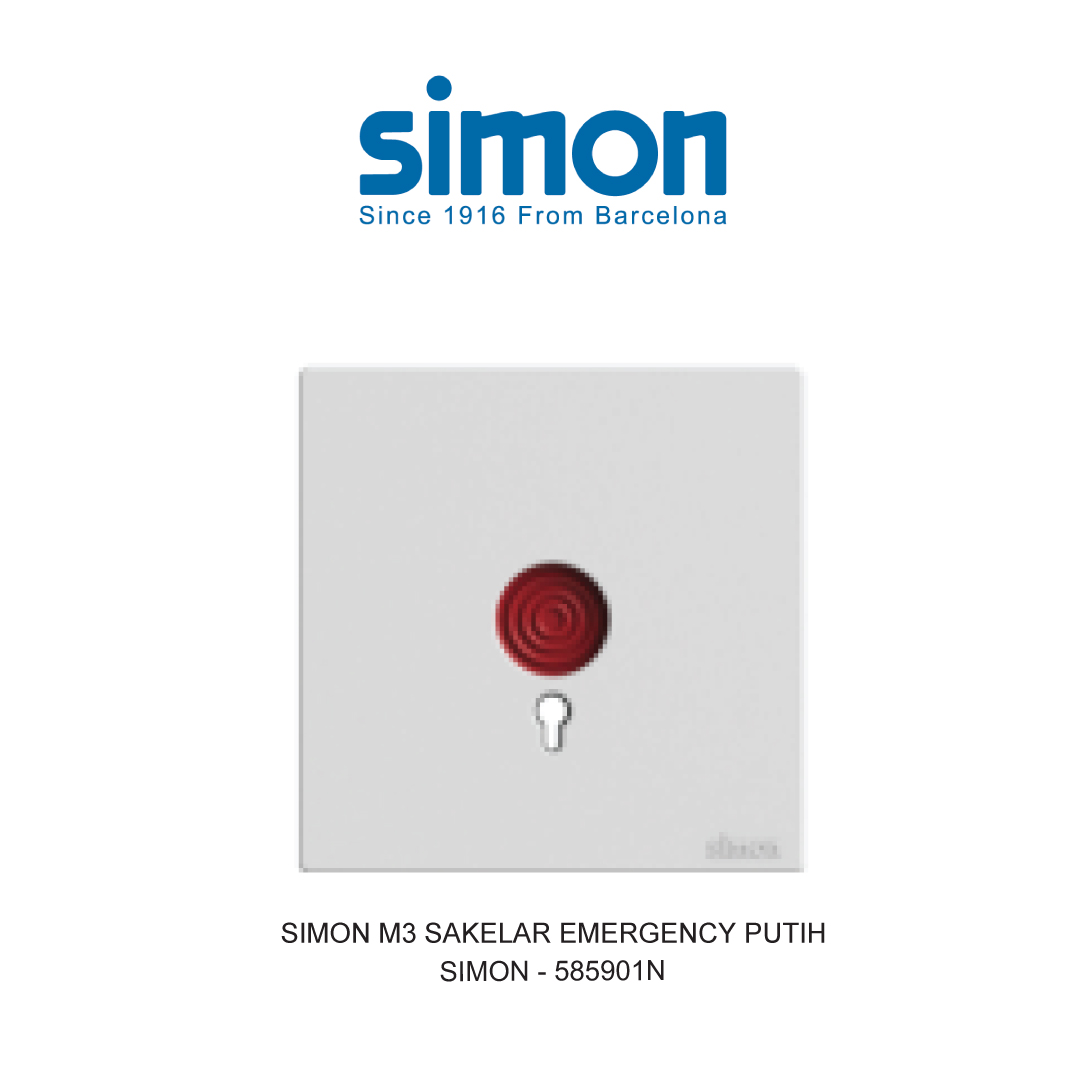 SIMON M3 SAKELAR EMERGENCY PUTIH